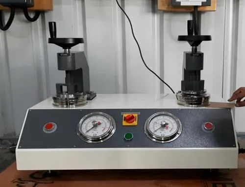 BURSTING STRENGTH TESTER-DUAL HEAD FOR PAPER AND BOARD-10 & 40 KG PER CM-MANUAL PRESSURE GAUGE MODEL