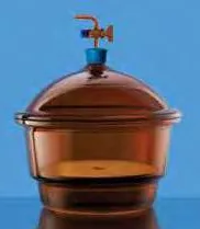 DESICCATOR - BOROSIL GLASS - AMBER - VACUUM 250 MM