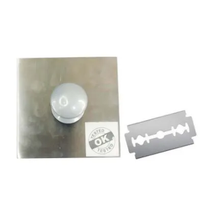 STAINLESS STEEL TEMPLATE - (SIZE : 250MM X 200MM) WITH RAZOR BLADE - AS PER IS 16532