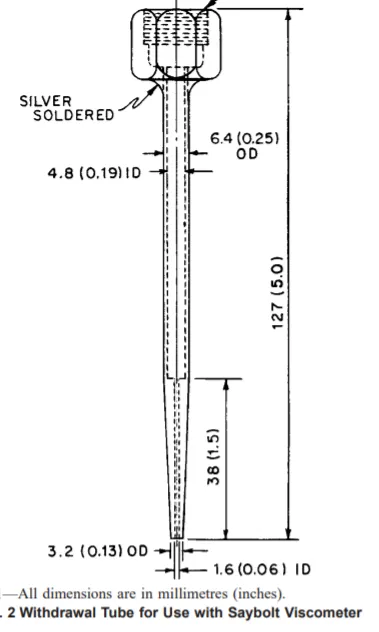 WITHDRAWAL TUBE - METAL FOR SAYBOLT VISCOMETER